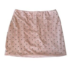 Forever 21+ Studded Mini Skirt Beige Vegan Suede Y2K Aesthetic‎ Punk Baddie 1X